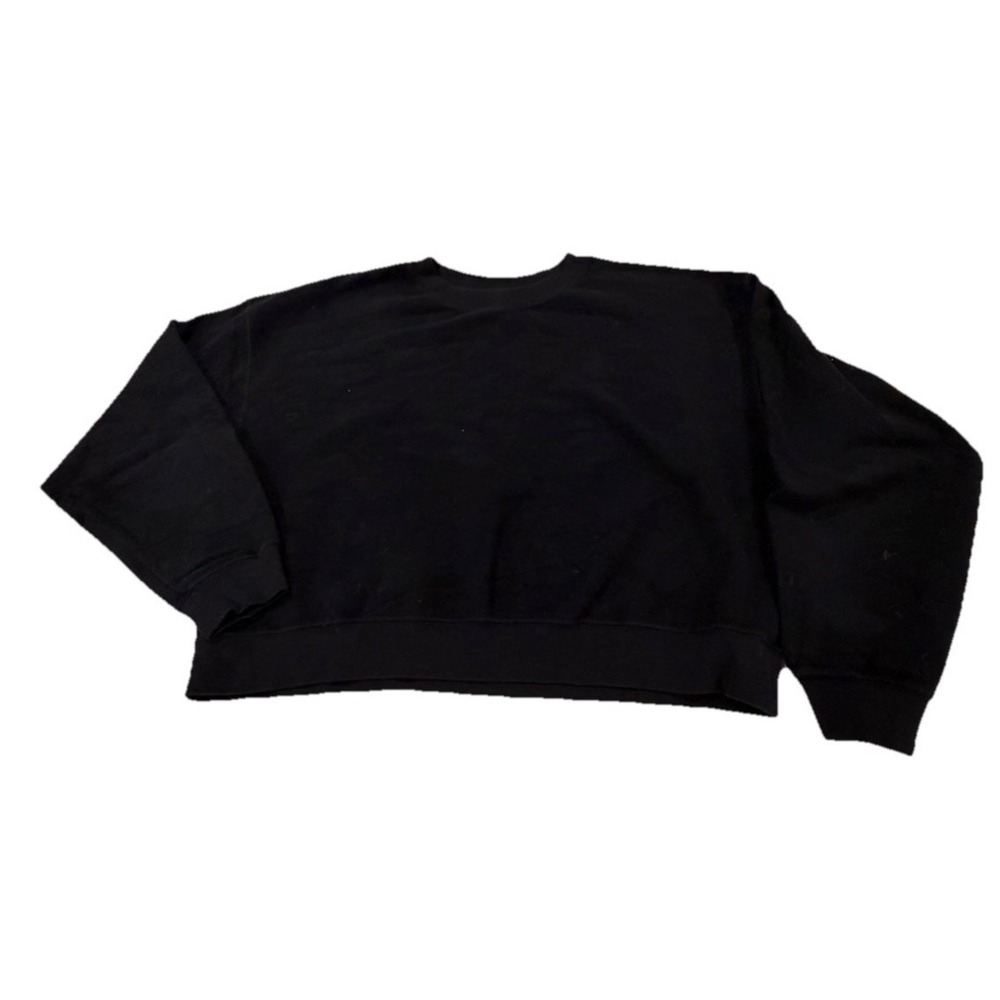 Anine Bing Black Cropped Sweatshirt Womens Large Oversized Boxy Cotton Pullover
